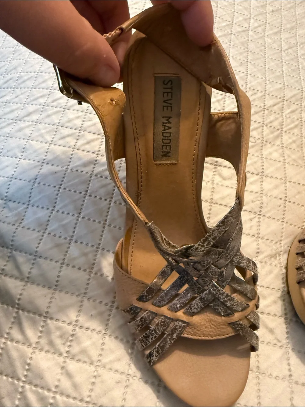Steve Madden Tan Wedge Sandals with Braided Straps Y2K from the early 2000’s